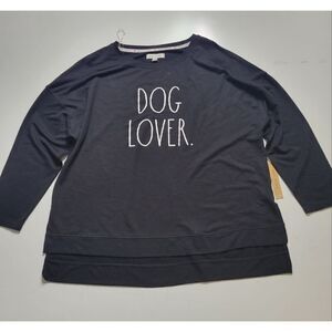 NEW 1X DOG LOVER Rae Dunn black long sleeve sweatshirt Top Frenchie Doodle NWT
